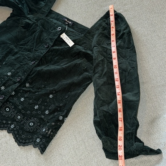 NWT Madewell Embroidered Eyelet Corduroy Tie-Sleeve Top - Picture 11 of 15